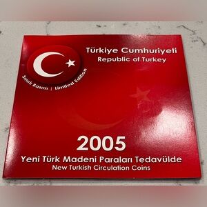TURKEY Coin Set‎ 1 5 10 25, 50 Kurush 1 Lira 2005 UNC
